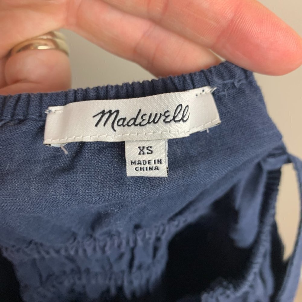 Madewell Linen-Blend Sophie Tank Wide-Leg Jumpsuit XS Navy Blue - Picture 7 of 11